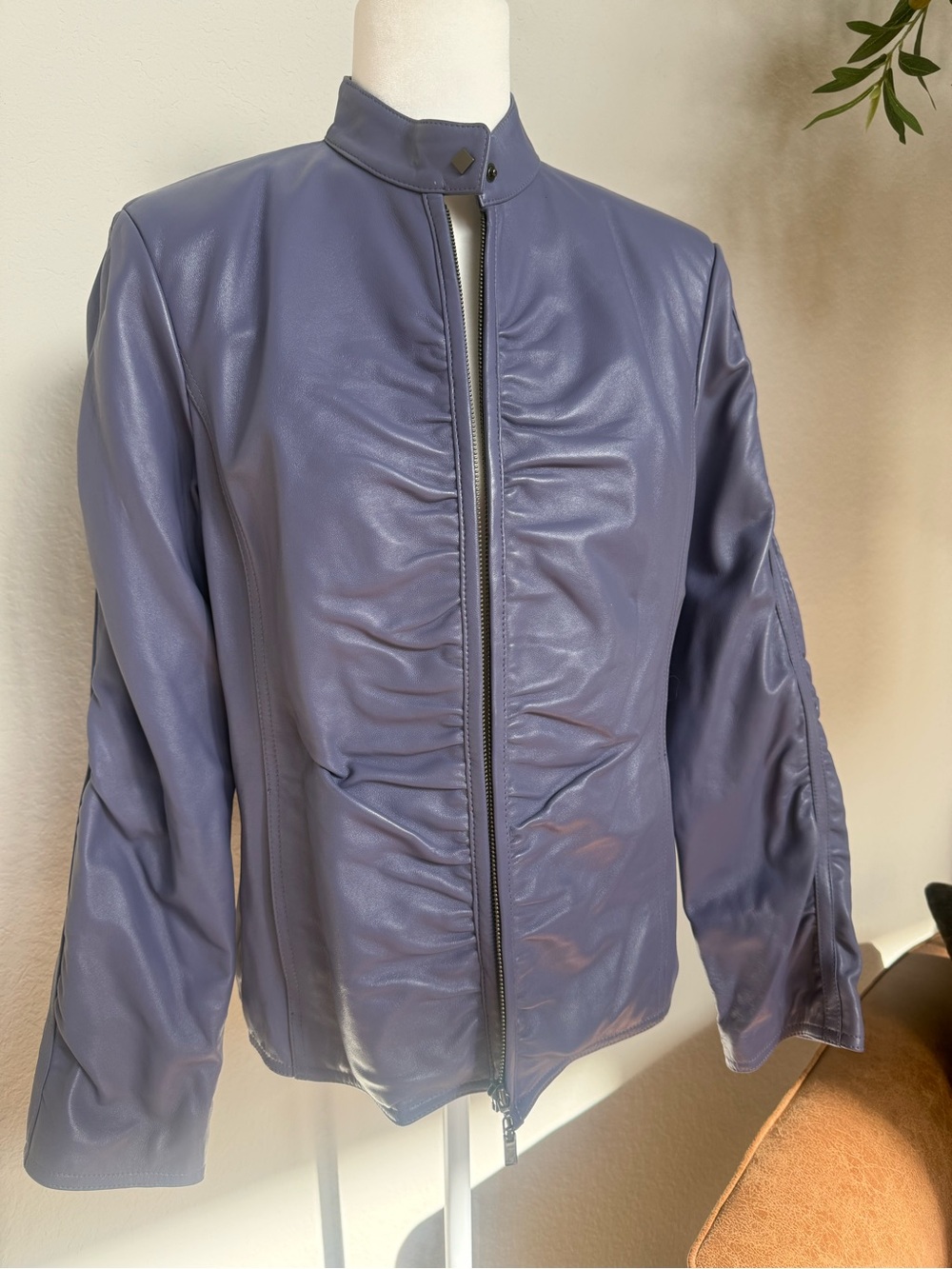 Gorgeous NWT Vintage Y2K Pamela McCoy Lavender Leather Bomber Jacket